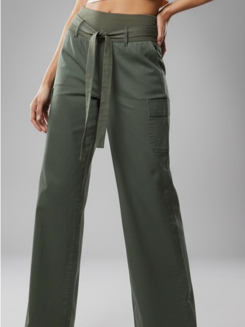 Periscope Olive Green Wide Leg Tie-Waist Pants - Size 5